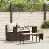 Image de vidaXL Ensemble à manger de jardin 3 pcs et coussins marron poly rotin