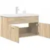 Image de vidaXL Armoire lavabo de salle de bain et vasque et robinet intégrés