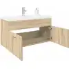 Image de vidaXL Armoire lavabo de salle de bain et bassin intégré chêne sonoma