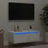 Image de vidaXL Meuble TV avec lumières LED blanc 75x35,5x25 cm