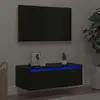 Image de vidaXL Meuble TV avec lumières LED chêne noir 75x35,5x25 cm