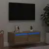 Image de vidaXL Meuble TV avec lumières LED chêne sonoma 75x35,5x25 cm
