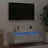 Image de vidaXL Meuble TV avec lumières LED gris béton 75x35,5x25 cm