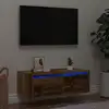 Image de vidaXL Meuble TV avec lumières LED vieux bois 75x35,5x25 cm
