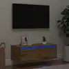 Image de vidaXL Meuble TV avec lumières LED chêne artisanal 75x35,5x25 cm