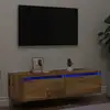 Image de vidaXL Meuble TV avec lumières LED vieux bois 100X35,5x25 cm