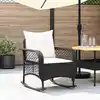 Image de vidaXL Chaise à bascule de jardin avec coussins noir résine tressée