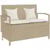 Image de vidaXL Banc de rangement de jardin avec coussin beige résine tressée
