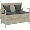 Image de vidaXL Banc de rangement de jardin avec coussin gris clair polyrotin
