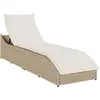 Image de vidaXL Chaise longue pliante coussin et rangement beige résine tressée