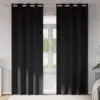 Image de vidaXL Rideaux occultants avec anneaux 2 pc Noir 245 x 140 cm