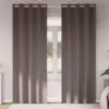 Image de vidaXL Rideaux occultants avec anneaux 2 pcs Marron foncé 245 x 140 cm