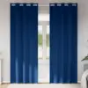Image de vidaXL Rideaux occultants avec anneaux 2 pcs Bleu foncé 225 x 140 cm