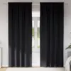 Image de vidaXL Rideaux occultants avec anneaux 2 pcs Noir 245 x 140 cm