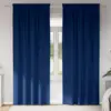 Image de vidaXL Rideaux occultants avec anneaux 2 pcs Bleu foncé 245 x 140 cm