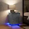Image de vidaXL Tables de chevet avec lumières LED 2 pcs gris béton 38x34x50 cm