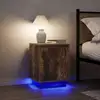 Image de vidaXL Tables de chevet avec lumières LED 2 pcs chêne fumé 38x34x50 cm