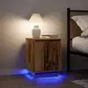 Image de vidaXL Tables de chevet avec lumières LED 2pcs vieux bois 38x34x50 cm