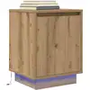 Image de vidaXL Armoire de chevet et lumières LED chêne artisanal 38x34x50 cm