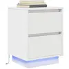 Image de vidaXL Table de chevet avec lumières LED blanc 38x34x50 cm