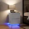 Image de vidaXL Tables de chevet avec lumières LED 2 pcs blanc 38x34x50 cm