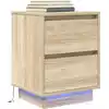 Image de vidaXL Table de chevet avec lumières LED chêne sonoma 38x34x50 cm