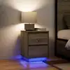 Image de vidaXL Tables de chevet avec lumières LED 2pcs chêne sonoma 38x34x50cm