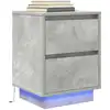 Image de vidaXL Table de chevet avec lumières LED gris béton 38x34x50 cm