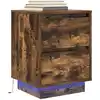 Image de vidaXL Table de chevet avec lumières LED chêne fumé 38x34x50 cm