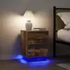 Image de vidaXL Tables de chevet avec lumières LED 2pcs chêne fumé 38x34x50 cm