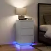 Image de vidaXL Table de chevet avec lumières LED blanc 38x34x65 cm