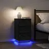 Image de vidaXL Table de chevet avec lumières LED noir 38x34x65 cm