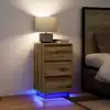 Image de vidaXL Armoire de chevet et lumières LED chêne artisanal 38x34x65 cm