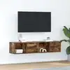 Image de vidaXL Meubles TV 2 pcs chêne fumé 60x31x25,5 cm bois d'ingénierie