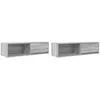 Image de vidaXL Meubles TV 2 pcs sonoma gris 100x31x25,5 cm bois d'ingénierie, banc TV, meuble hifi, centre de divertissement, buffet TV, meuble multimédia