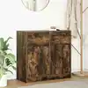 Image de vidaXL Buffet avec tiroir chêne fumé 80x34x76 cm bois d'ingénierie
