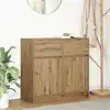 Image de vidaXL Buffet avec tiroir chêne artisanal 80x34x76cm bois d'ingénierie