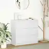 Image de vidaXL Buffet blanc 80x35x76 cm bois d’ingénierie