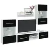 Image de vidaXL Meubles TV avec lumière LED 5 pcs noir mat bois d'ingénierie