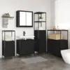 Image de vidaXL Ensemble de mobilier de salle de bain avec étagère 5 pcs Noir