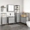 Image de vidaXL Ensemble de mobilier de salle de bain avec étagère 5 pcs Gris