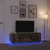 Image de vidaXL Meuble TV avec lumières LED chêne fumé 160,5x41x50 cm