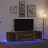 Image de vidaXL Meuble TV avec éclairage LED vieux bois 193,5x41x50 cm