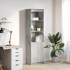 Image de vidaXL Buffet haut gris béton 50x35x180 cm bois d'ingénierie