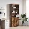 Image de vidaXL Buffet haut chêne fumé 70x35x180 cm bois d'ingénierie