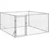 Image de vidaXL Niche d'extérieur pour chien avec porte, 2 x 2 x 1 m, acier galvanisé