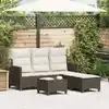 Image de vidaXL Salon de jardin 3 pcs avec coussins forme L marron polyrotin