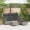 Image de vidaXL Salon de jardin 3 pcs avec coussins forme L gris résine tressée