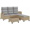Image de vidaXL Salon de jardin avec coussins forme de L 3 pcs beige polyrotin