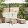 Image de vidaXL Salon de jardin avec coussins forme de L 3 pcs beige polyrotin